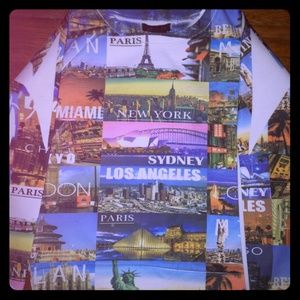 Long sleeve shirt with citys on it